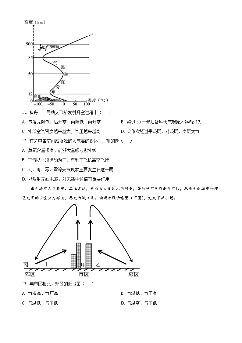 宁夏石嘴山市第一中学2024-2025学年高一上学期11月期中地理试题(原卷版)第3页