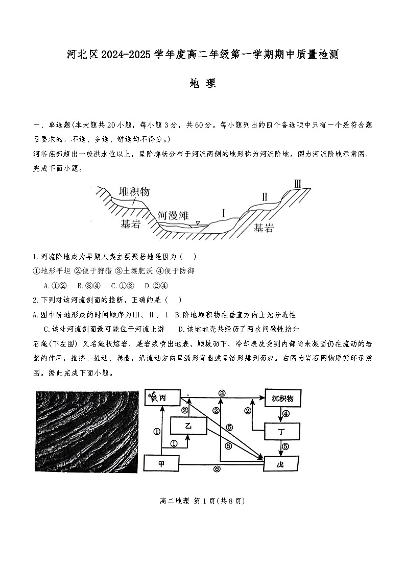 天津市河北区2024-2025学年高二上学期11月期中地理试题01