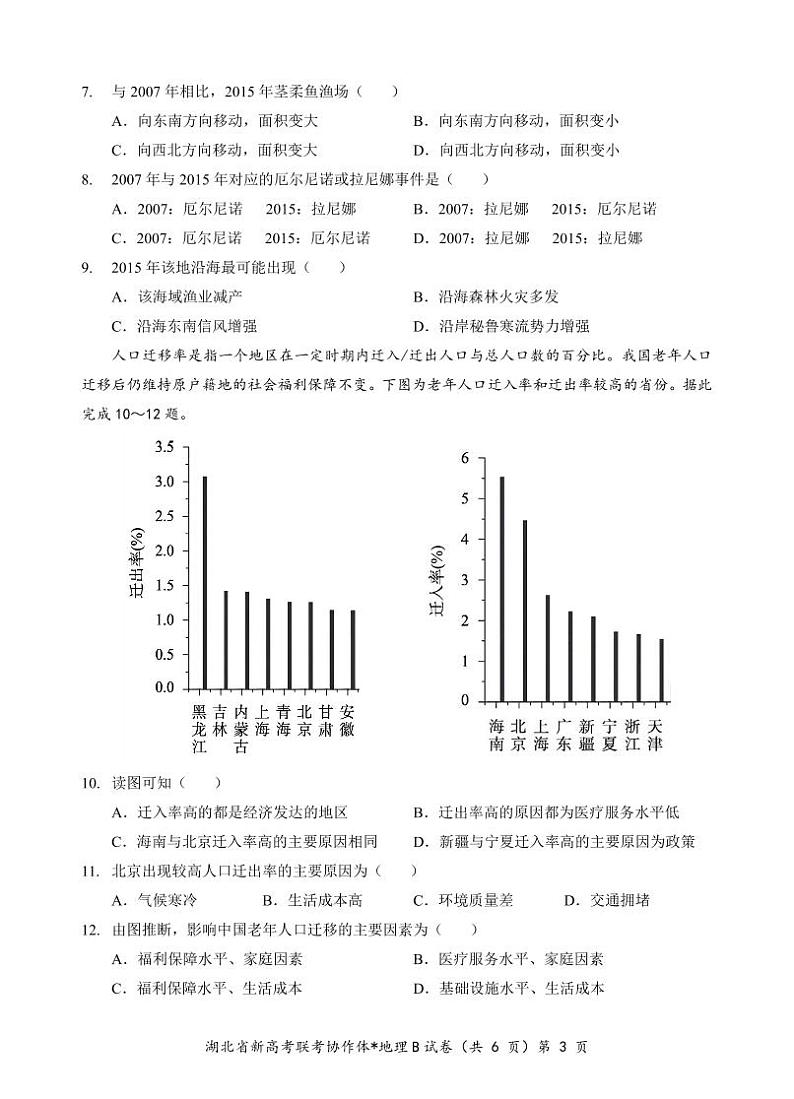 部分名校高二地理B试卷第3页