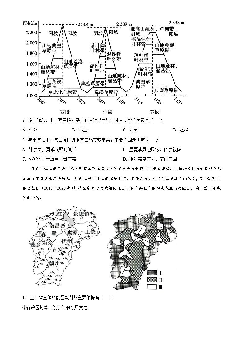 精品解析:陕西省渭南市大荔县城郊中学2024-2025学年高二上学期期中考试地理试题(原卷版)第3页