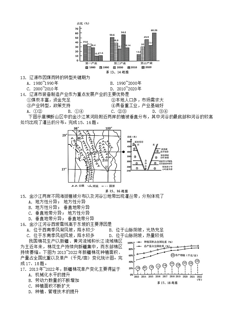 2024 学年第一学期浙江省 9+1 高中联盟高三年级期中考试地理试卷第3页