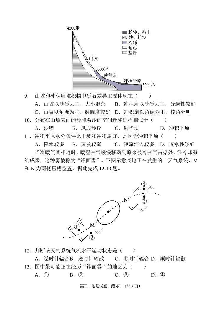 26屆高二上學(xué)期期中地理試卷第3頁