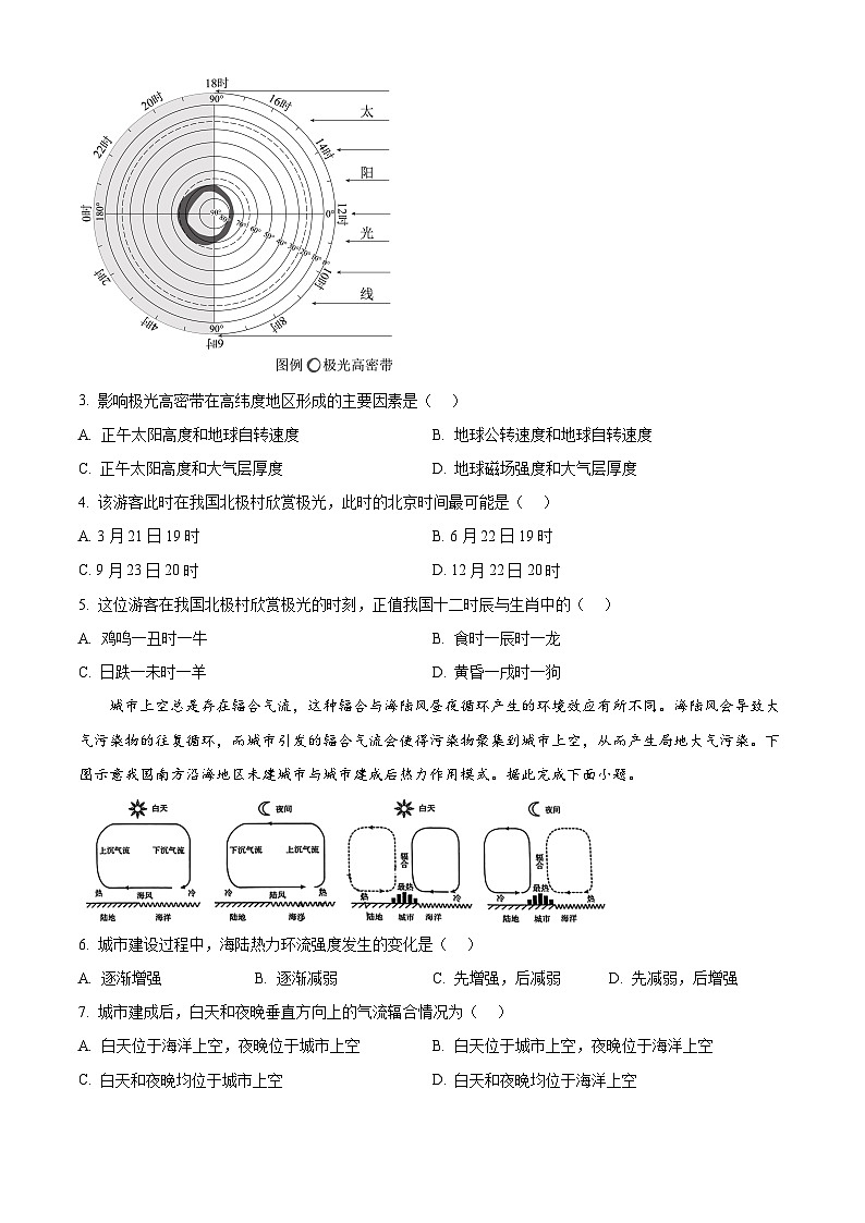 陕西省渭南市韩城市2024-2025学年高三上学期期中考试地理试题(原卷版)第2页