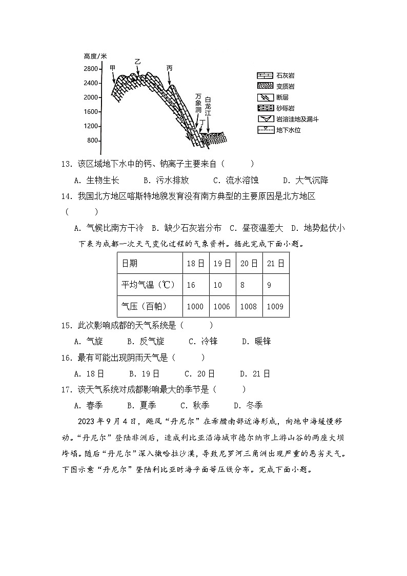 仁寿县23级高二上学期期中校际联考地理试题第3页