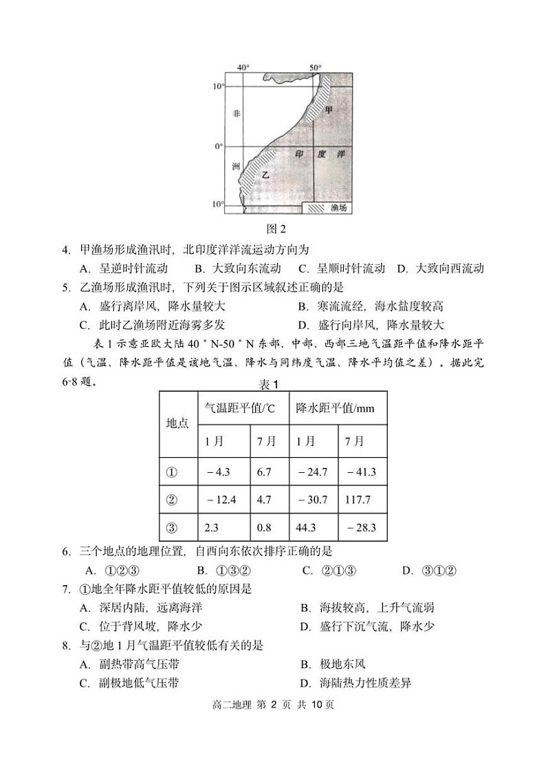 2024~2025学年黑龙江省哈尔滨市哈三中高二(上)期中地理试卷(含答案)第2页