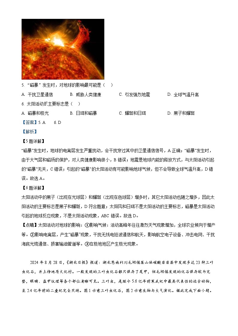 福建省福州市福九联盟2024-2025学年高一上学期11月期中地理试题 Word版含解析第3页