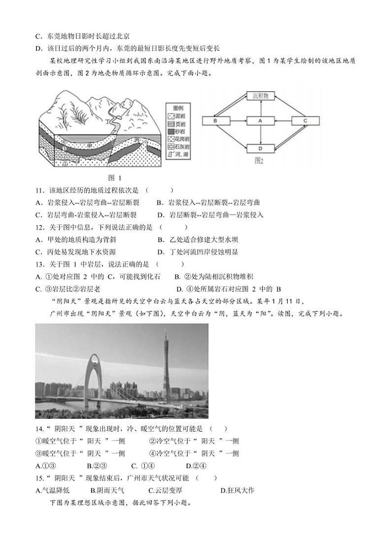 2024~2025学年广东省东莞市七校联考高二(上)12月月考地理试卷(含答案)第3页