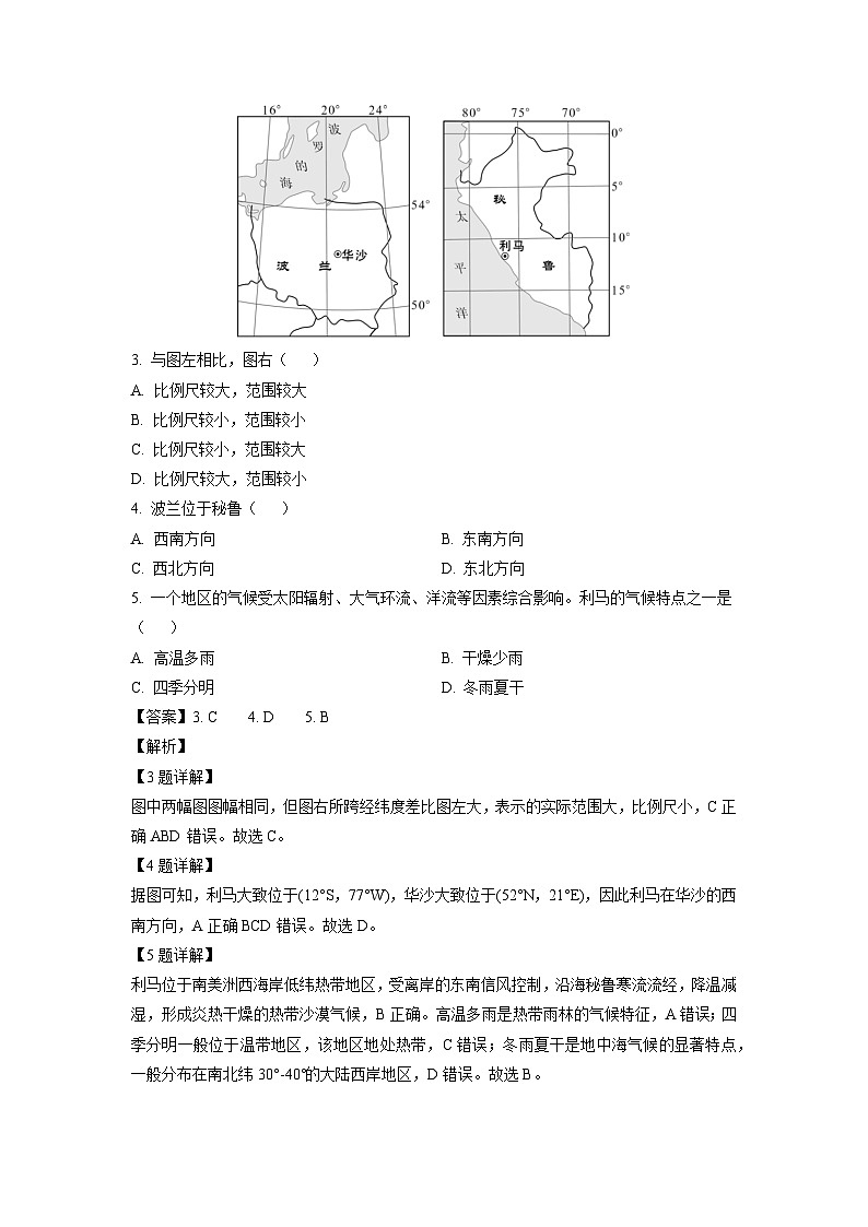 2023~2024学年江苏省常州市联盟校高二上学期调研期中地理试卷(解析版)第2页