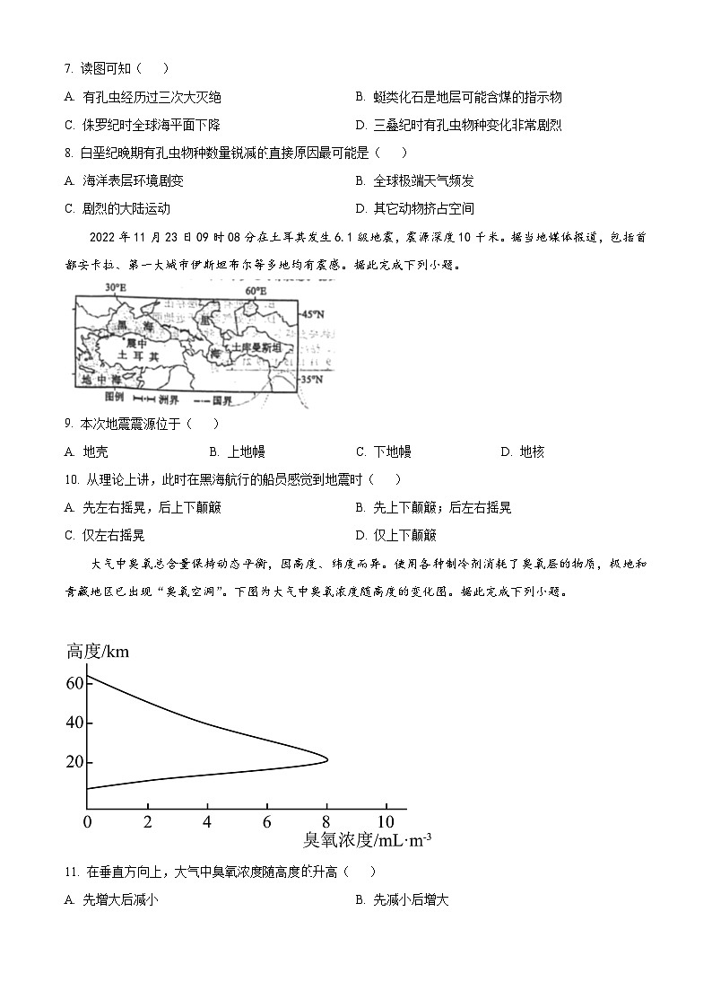 四川省绵阳市南山中学2024-2025学年高一上学期12月月考地理试题 Word版无答案第3页