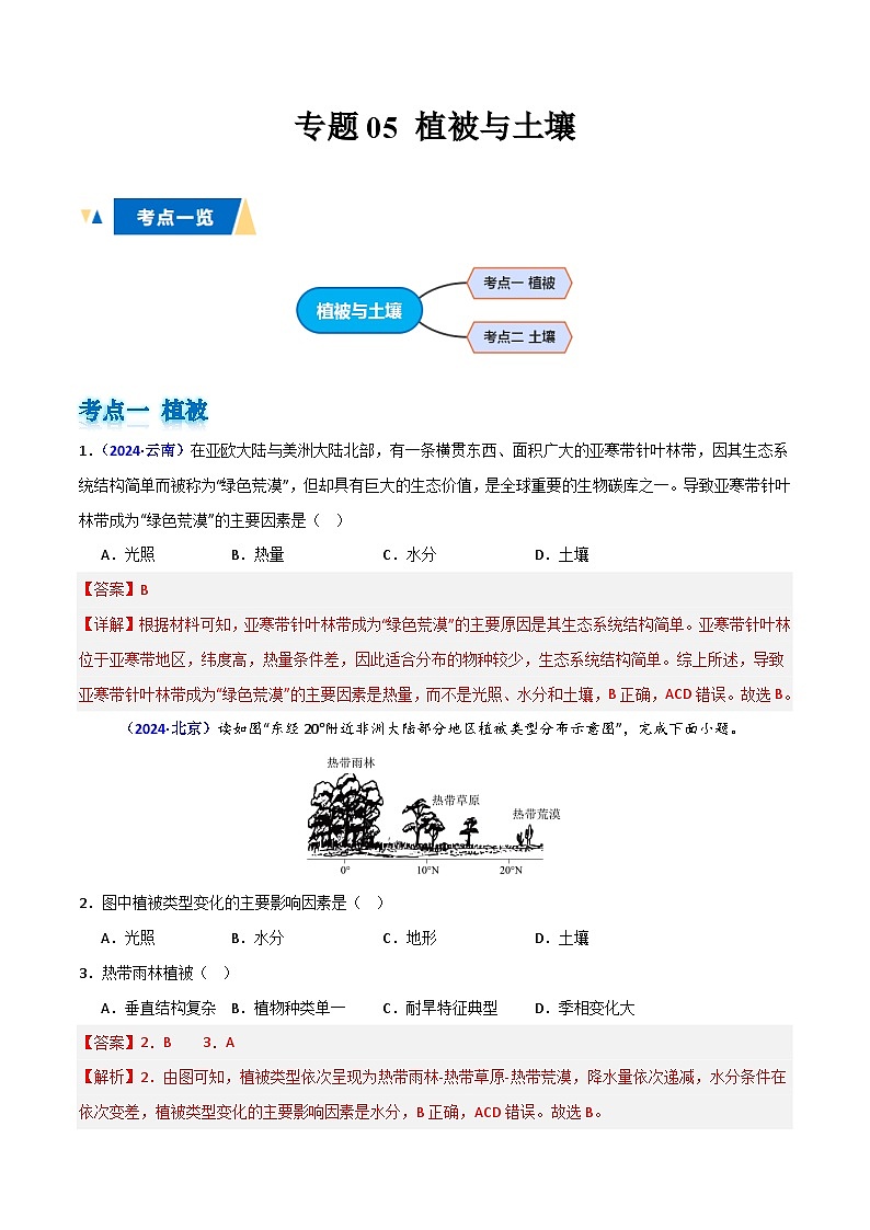 专题05 植被与土壤(解析版)第1页
