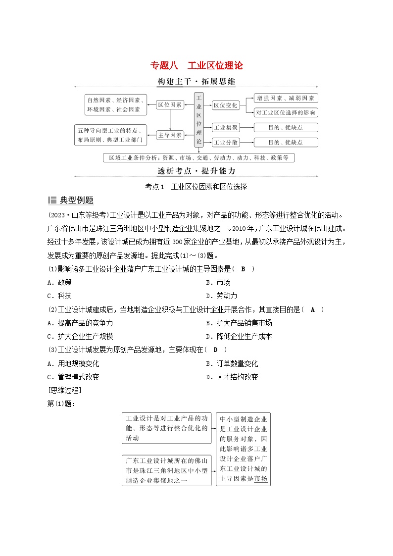 2025届高考地理二轮专题复习与测试第一部分专题篇专题八工业区位理论