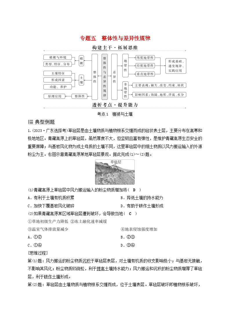 2025届高考地理二轮专题复习与测试第一部分专题篇专题五整体性与差异性规律