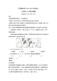 2023~2024学年广西柳州市高一上12月联考地理试卷（解析版）