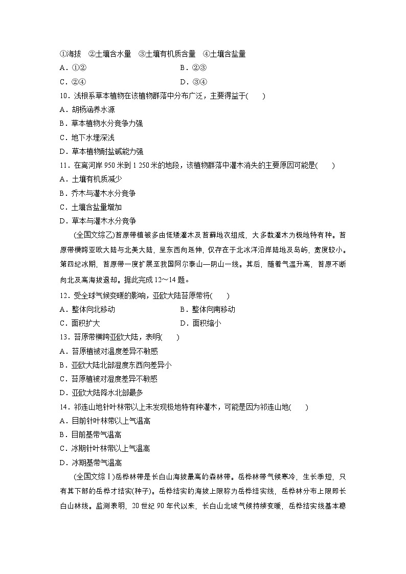 第一部分 素养2 专题5 主题6 植被演替 --2025年高考地理大二轮专题复习(强化练习)第3页