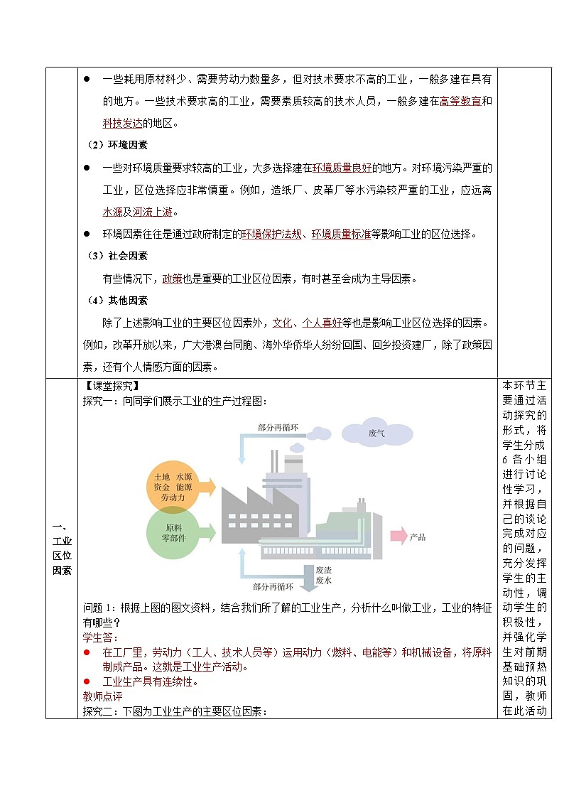 人教版(2019)高中地理必修第二册3.2《工业区位因素及其变化》(教学设计)第3页