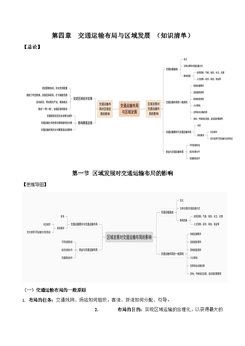 人教版(2019)高中地理必修第二册第四章《交通运输布局与区域发展》(知识梳理)第1页