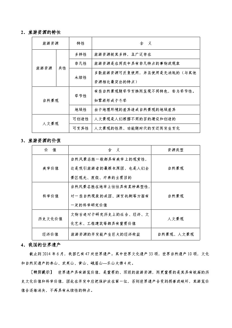考点67 旅游地理-2025年高考地理一轮复习回归教材考点全析试题(含答案)第3页
