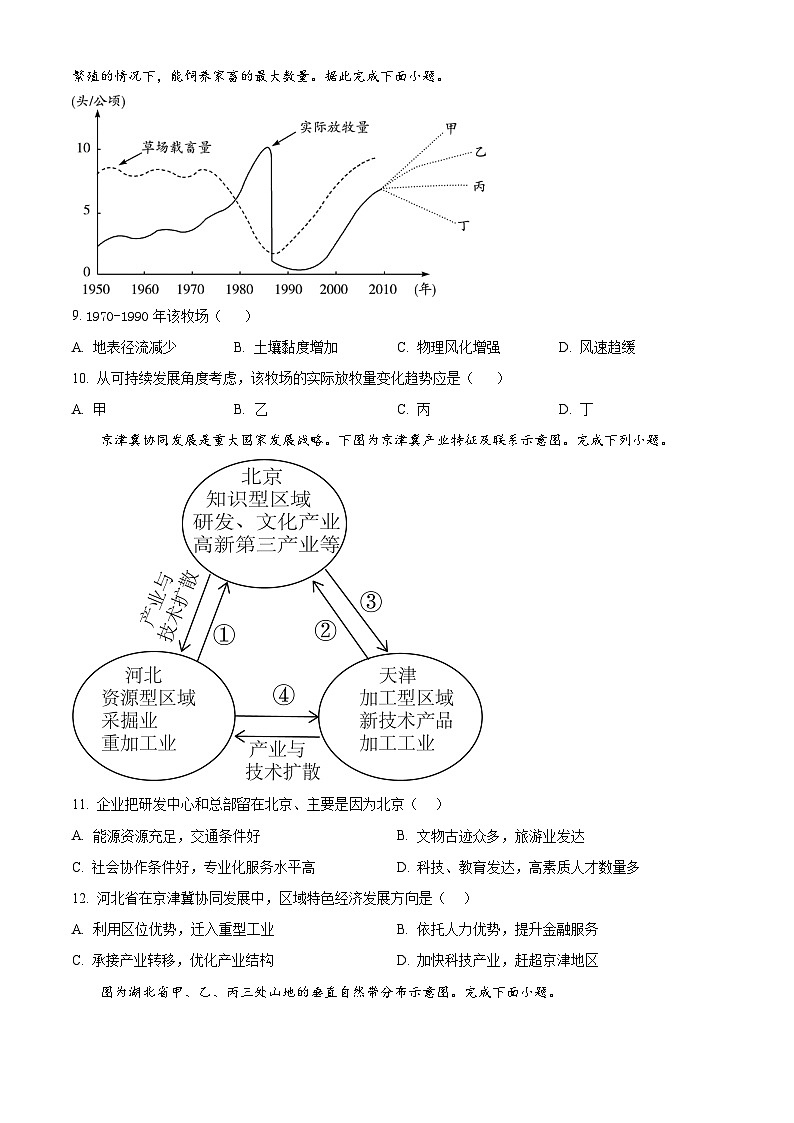 山東省莘縣第一中學(xué)2024-2025學(xué)年高二下學(xué)期開學(xué)收心考試地理試題（原卷版）第3頁