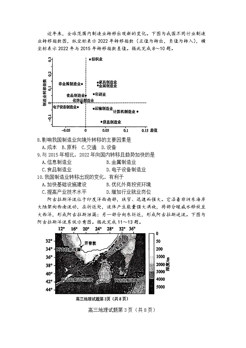 2025届山东省烟台市高三一模 烟台市+德州市+东营市高考诊断性测试 地理试题及答案第3页