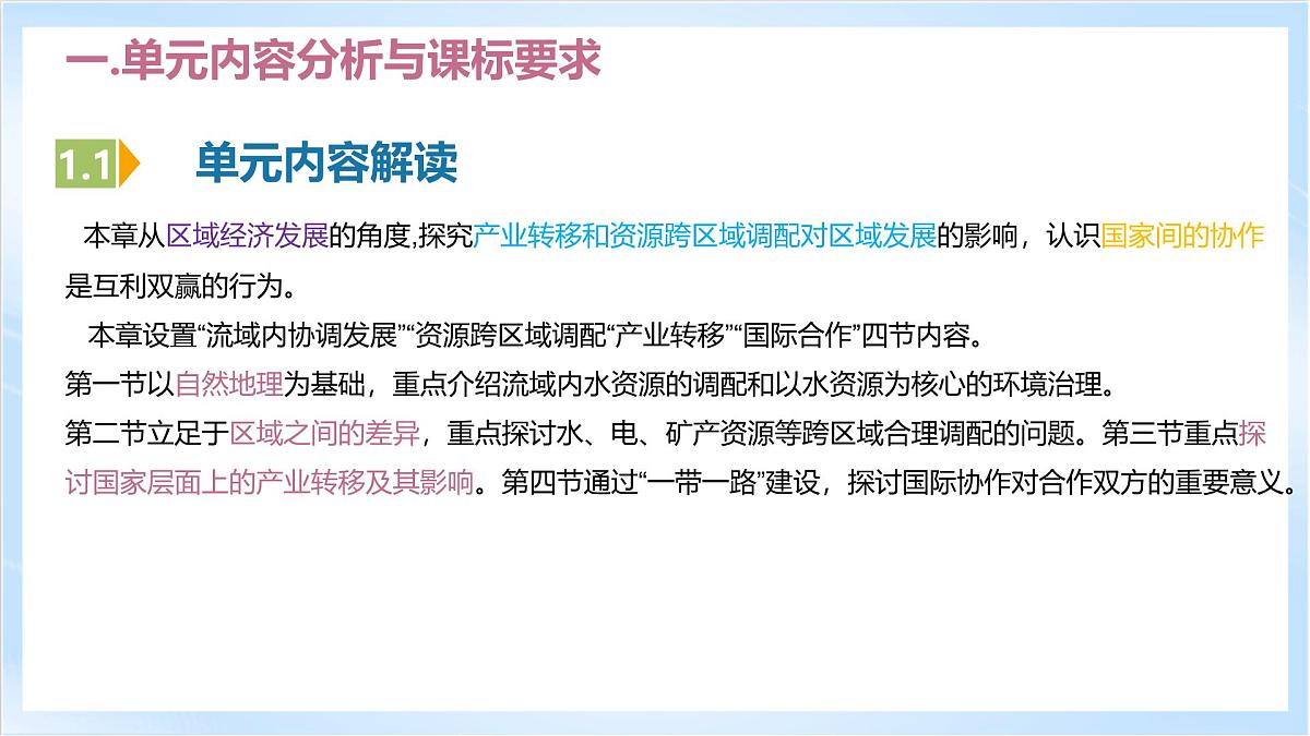 人教版高中地理选修二第四章《区际联系与区域协调发展》单元解读课件第3页