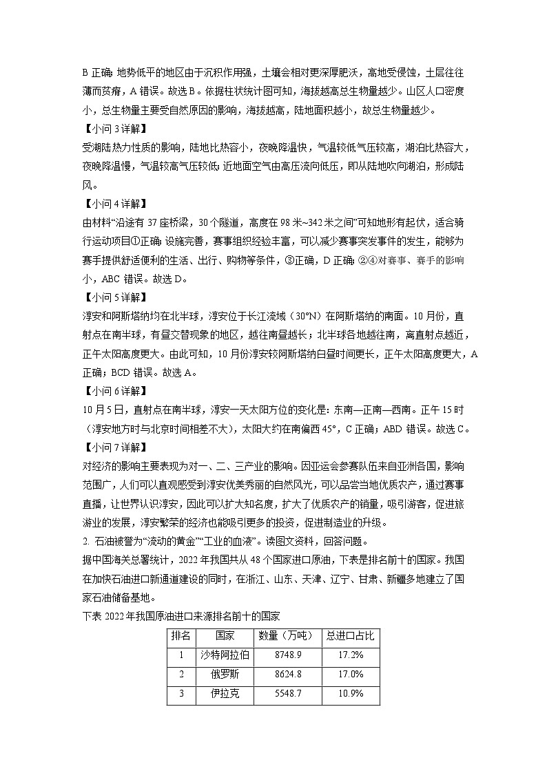 上海市闵行区2023-2024学年高三上学期学业质量调研(一模)地理试卷(解析版)第3页