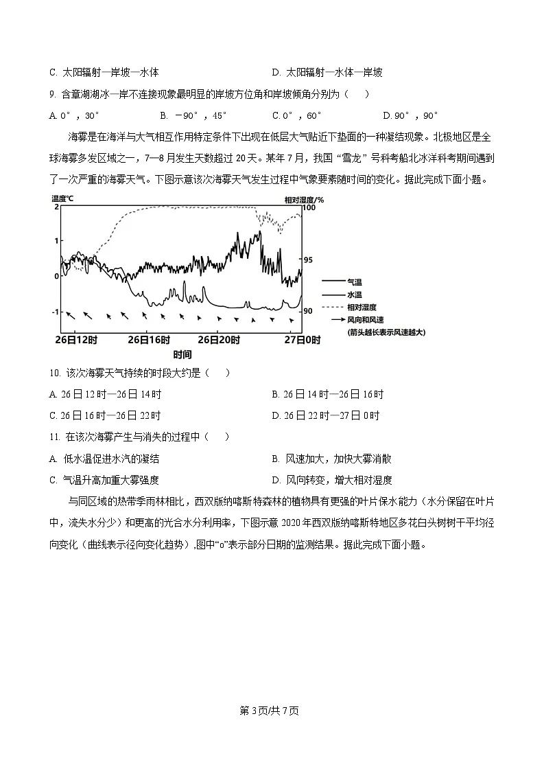 湖南省沅澧共同体2024-2025学年高三下学期2月月考地理试题(原卷版)第3页