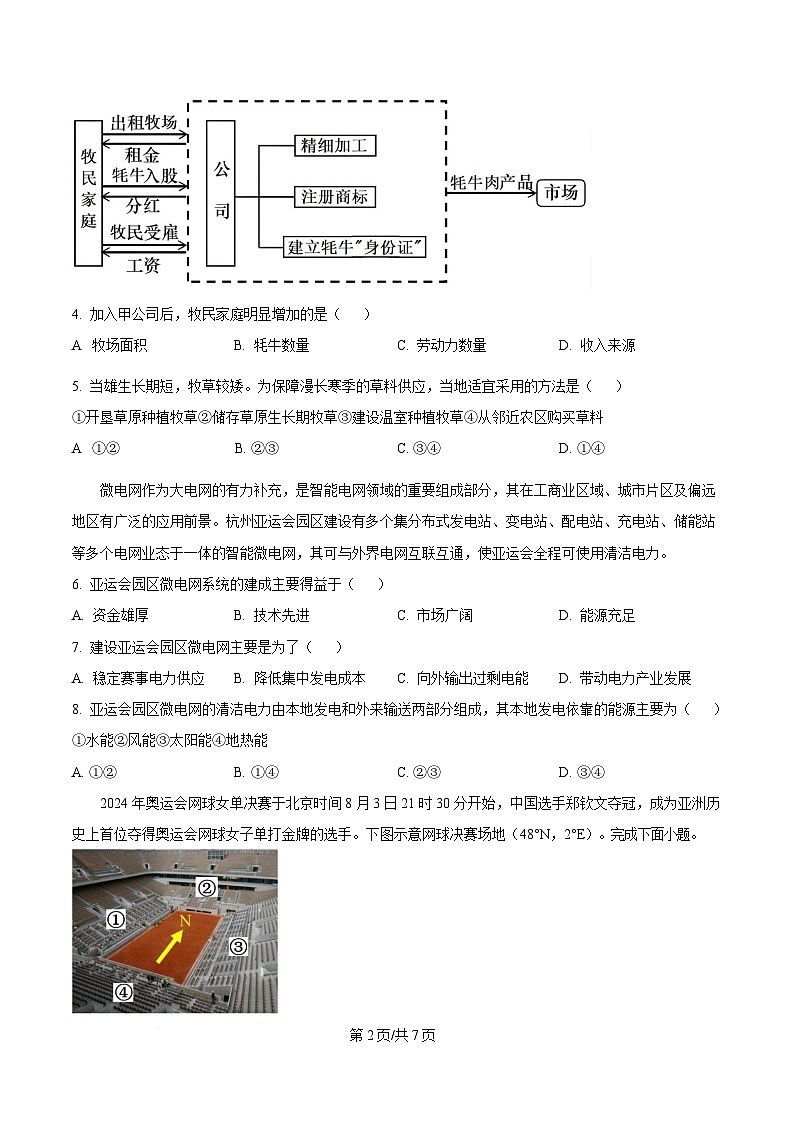 四川省自贡市第一中学2024-2025学年下学期二模地理试题(原卷版)第2页