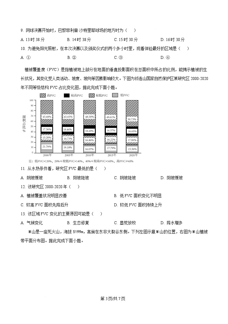 四川省自贡市第一中学2024-2025学年下学期二模地理试题(原卷版)第3页