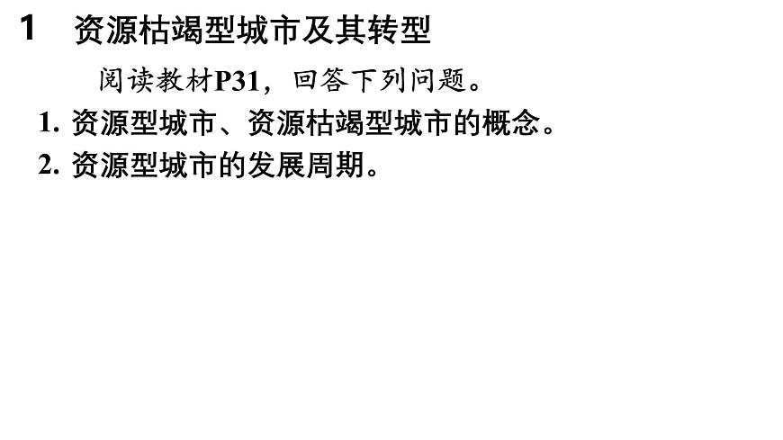 第二章  資源、環(huán)境與區(qū)域發(fā)展 第三節(jié)  資源枯竭型城市的轉型發(fā)展課件——2024-2025學年度地理人教版選擇性必修二第5頁
