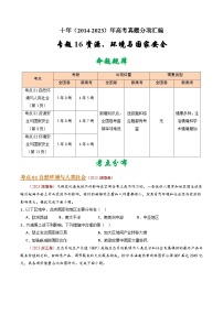 专题16 资源、环境与国家安全 - 十年（2014-2023）高考地理真题分项汇编（学生卷）