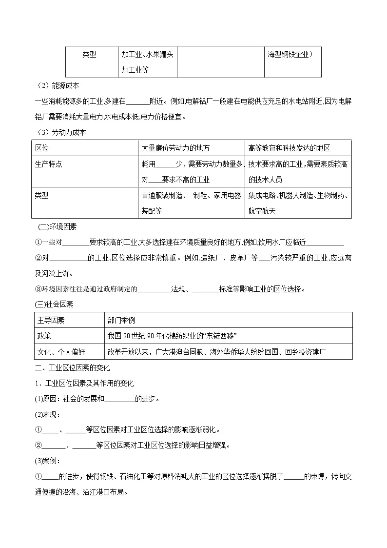 人教版高中地理必修 第二册 3-2学案《工业区位因素及其变化》第2页