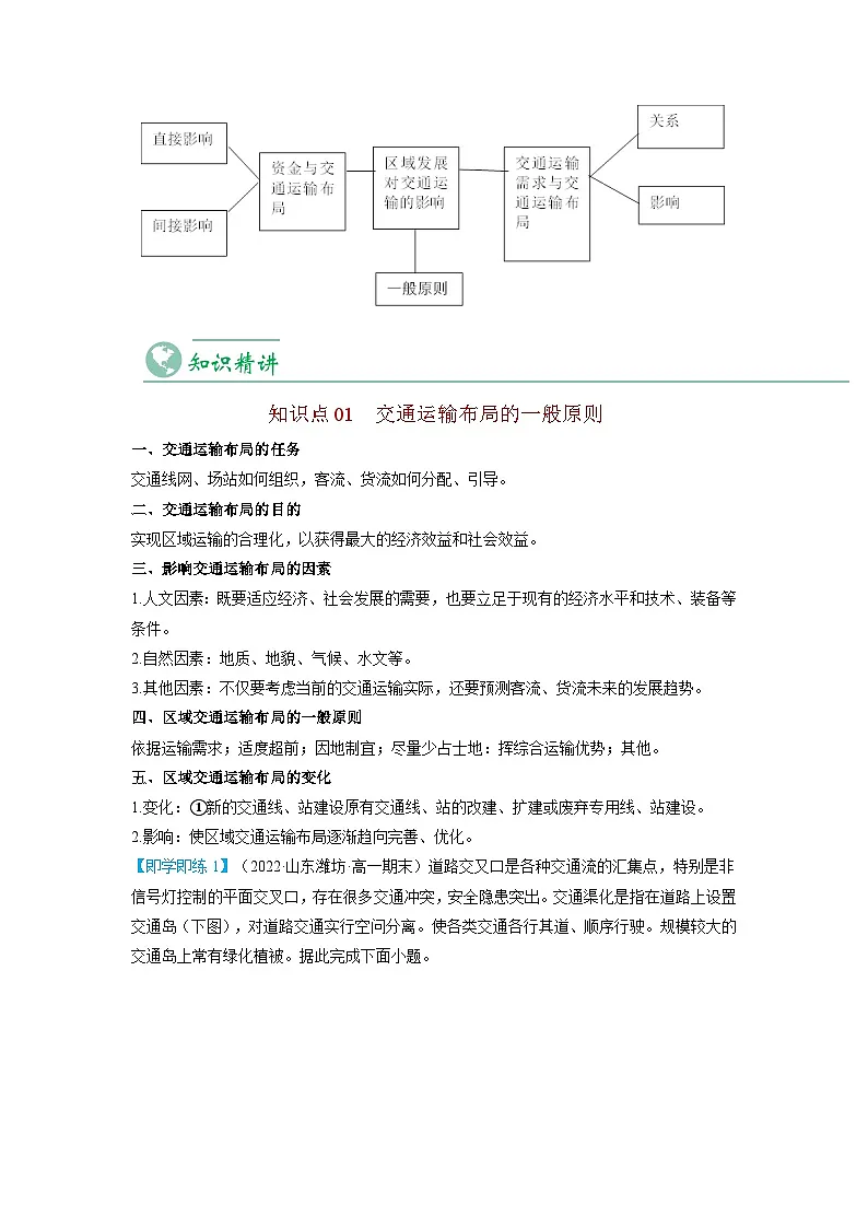 人教版高中地理必修 第二册 4-1区域发展对交通运输布局的影响(学生版) 讲义第3页
