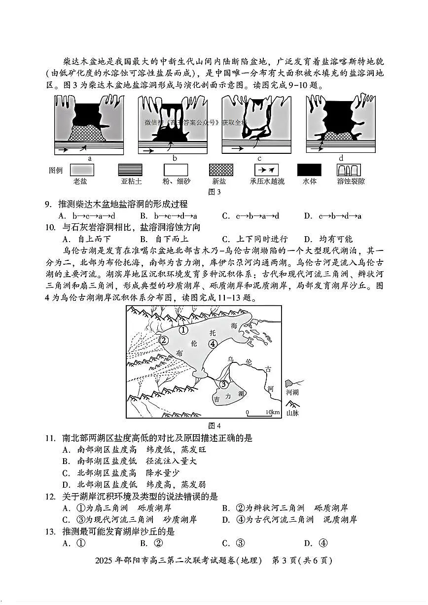 湖南省邵阳市2024-2025学年高三下学期3月第二次联考地理试题及答案第3页