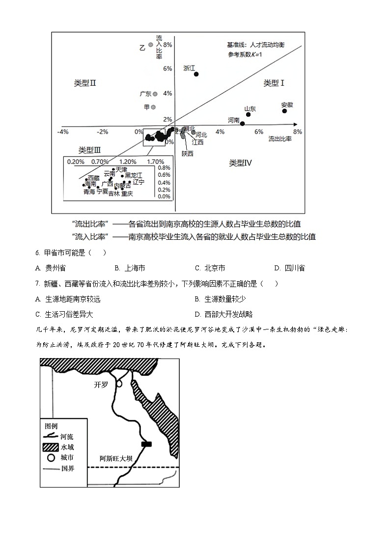 2025届湖南省长沙市第二十一中学高考一模地理试题(原卷版)第3页