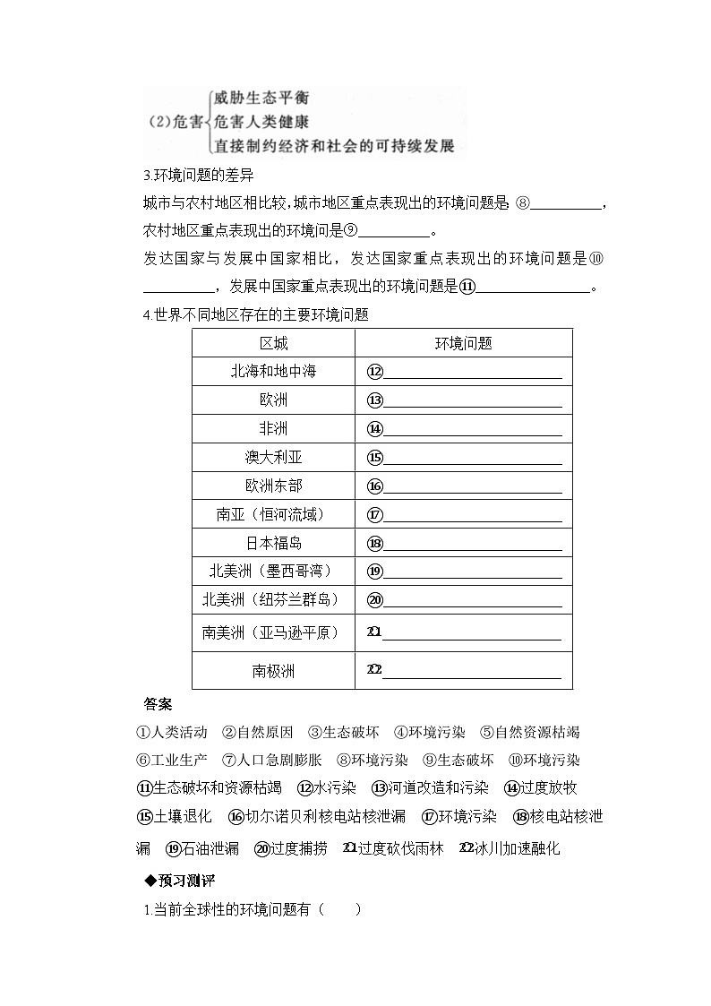 人教版高中地理 必修 第二册 5-1《人类面临的主要环境问题》学案第2页