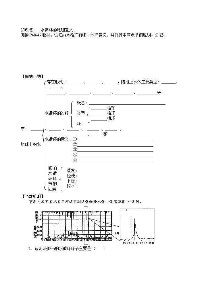 人教版高中地理 必修 第一冊(cè) 第二章 3-1《水循環(huán)》導(dǎo)學(xué)案第2頁