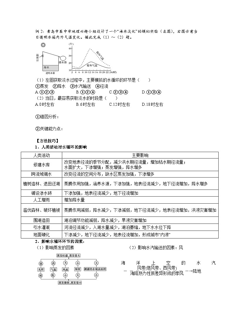 人教版高中地理 必修 第一冊 第二章 3-1《水循環(huán)》導學案第2頁