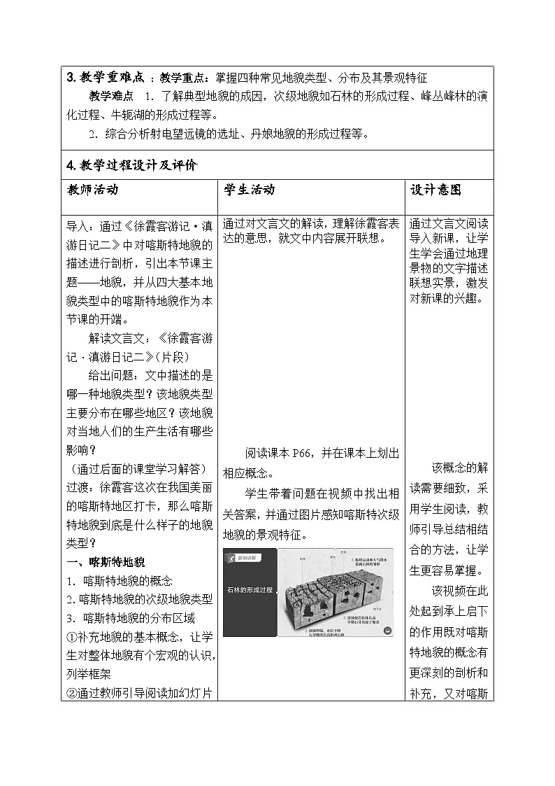 人教版高中地理必修 第一册 4-1《常见地貌类型》教案第2页