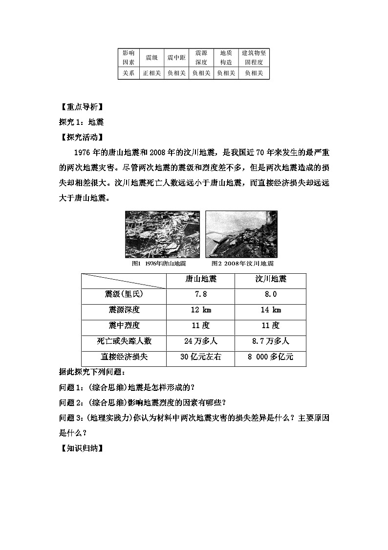 人教版高中地理必修 第一冊(cè) 6-2《地質(zhì)災(zāi)害》學(xué)案第3頁(yè)