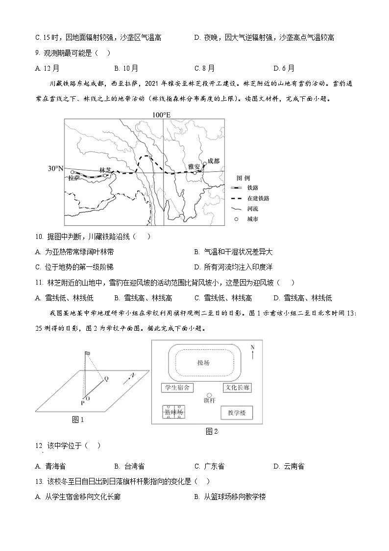 2025届广东省深圳市高级中学高中园高三下学期第二次模拟考试地理试题(原卷版+解析版)第3页