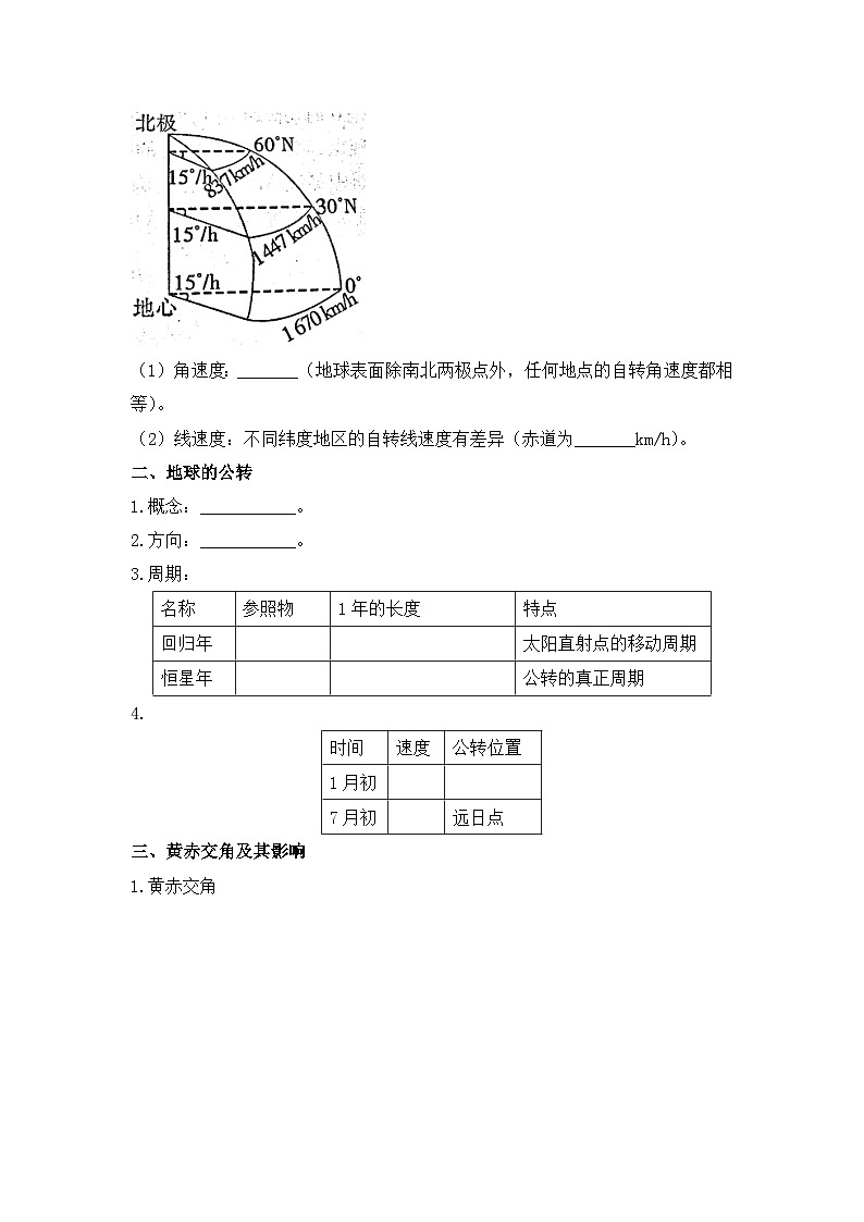 人教版高中地理 选择性必修1 1-1《地球的自转和公转》学案第2页