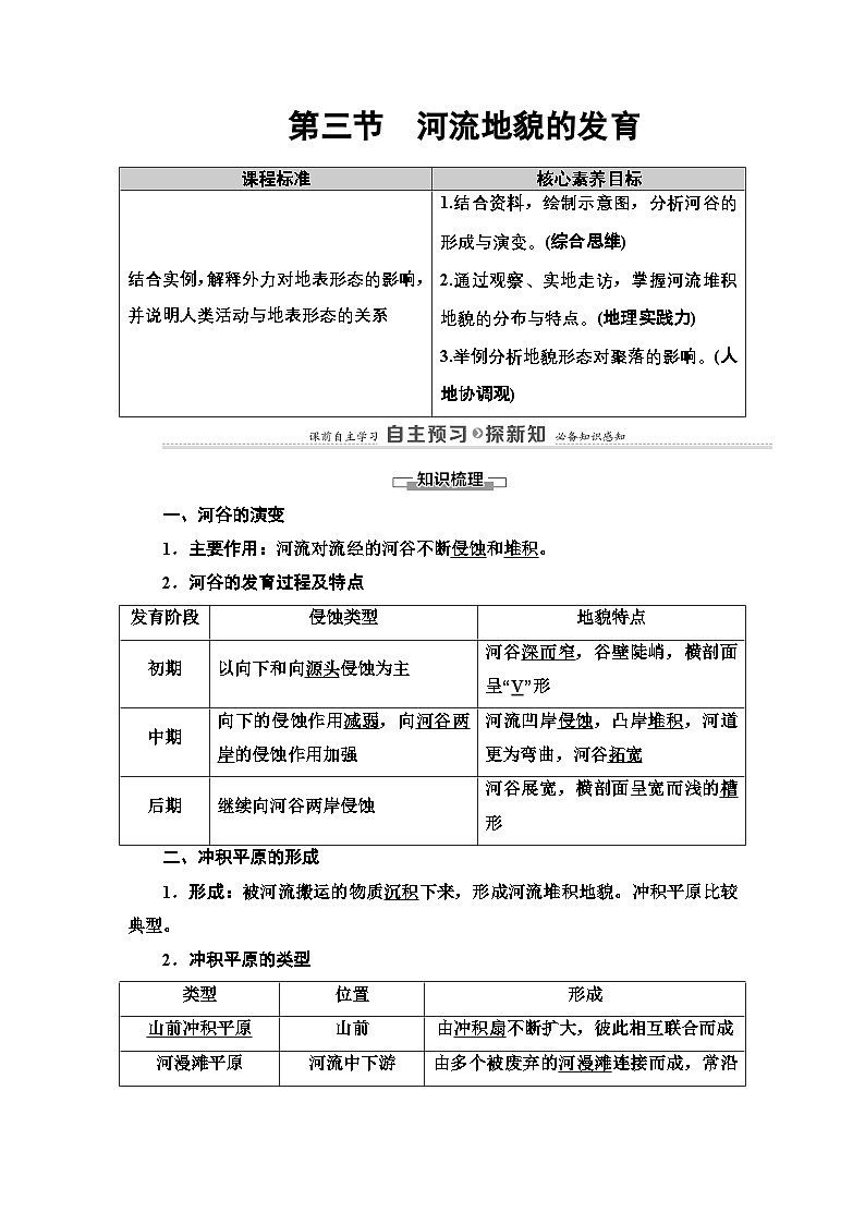 人教版选择性必修1 2-3《河流地貌的发育》学案第1页