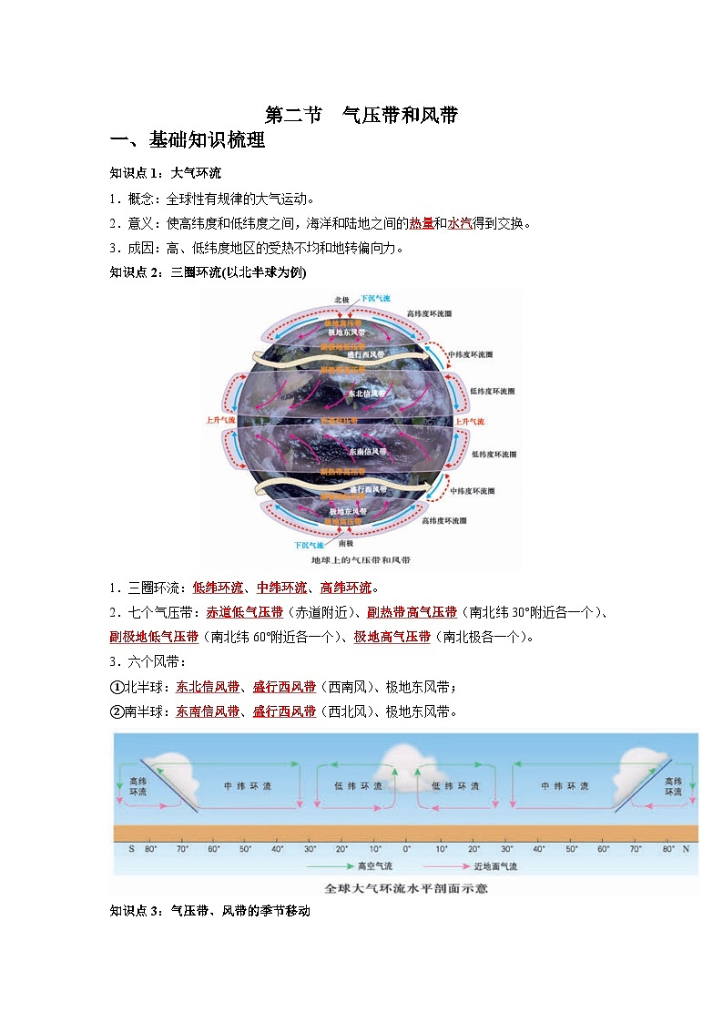 人教版选择性必修1 3-2《气压带和风带》知识清单第1页
