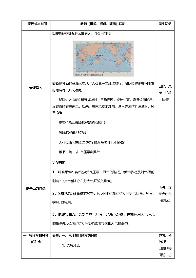 人教版选择性必修1 3-2教案《气压带和风带》第2页