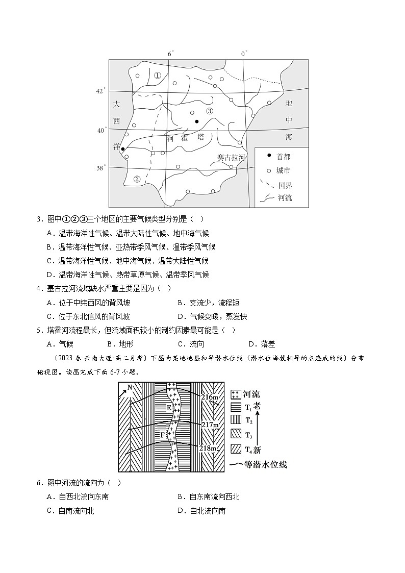人教版高中地理 选择性必修1 4-1陆地水体及其相互关系【分层练】(原卷版无答案)第2页
