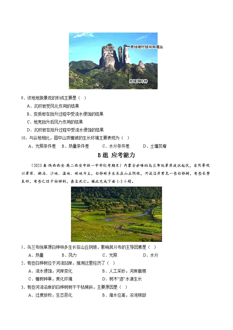 人教版高中地理 选择性必修1 5-1自然环境的整体性【分层练】(原卷版无答案)第3页