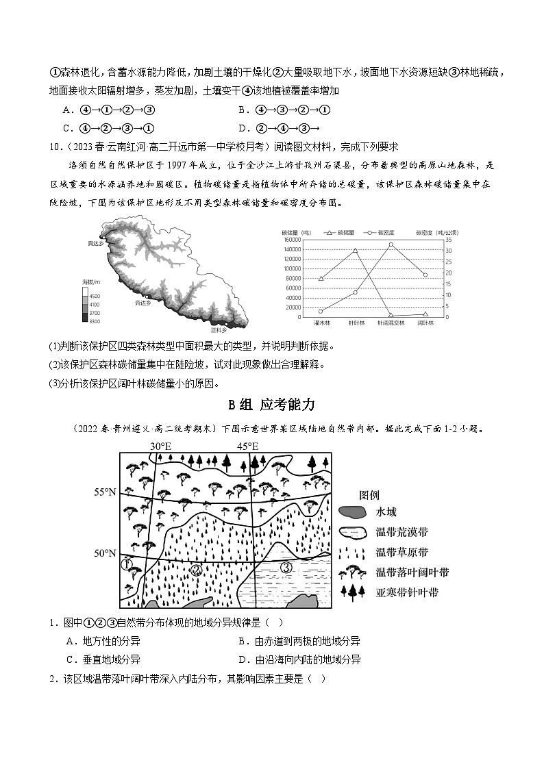 人教版高中地理 选择性必修1 5-2自然环境的地域差异性【分层练】(原卷版无答案)第3页