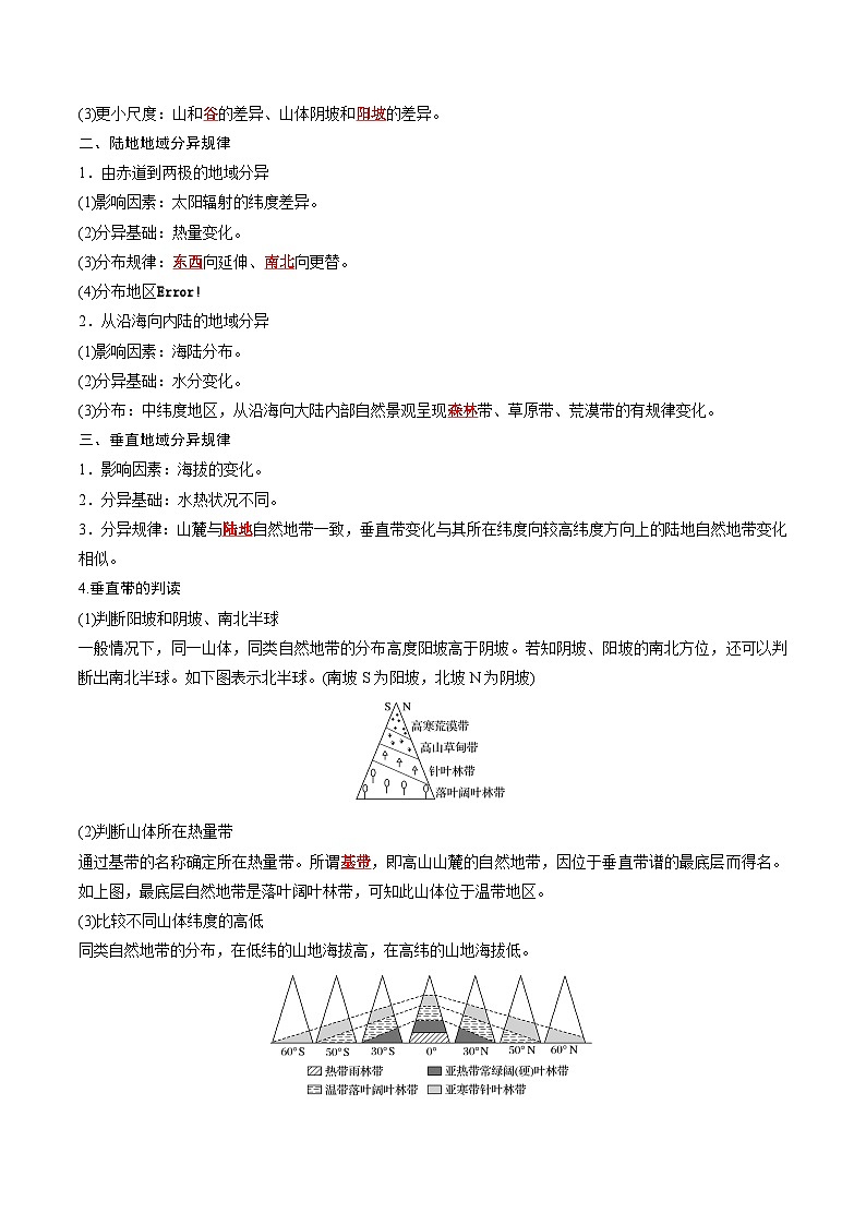 人教版高中地理选择性必修1 5-1第五章自然环境的整体性和差异性知识清单(答案版有答案)第3页