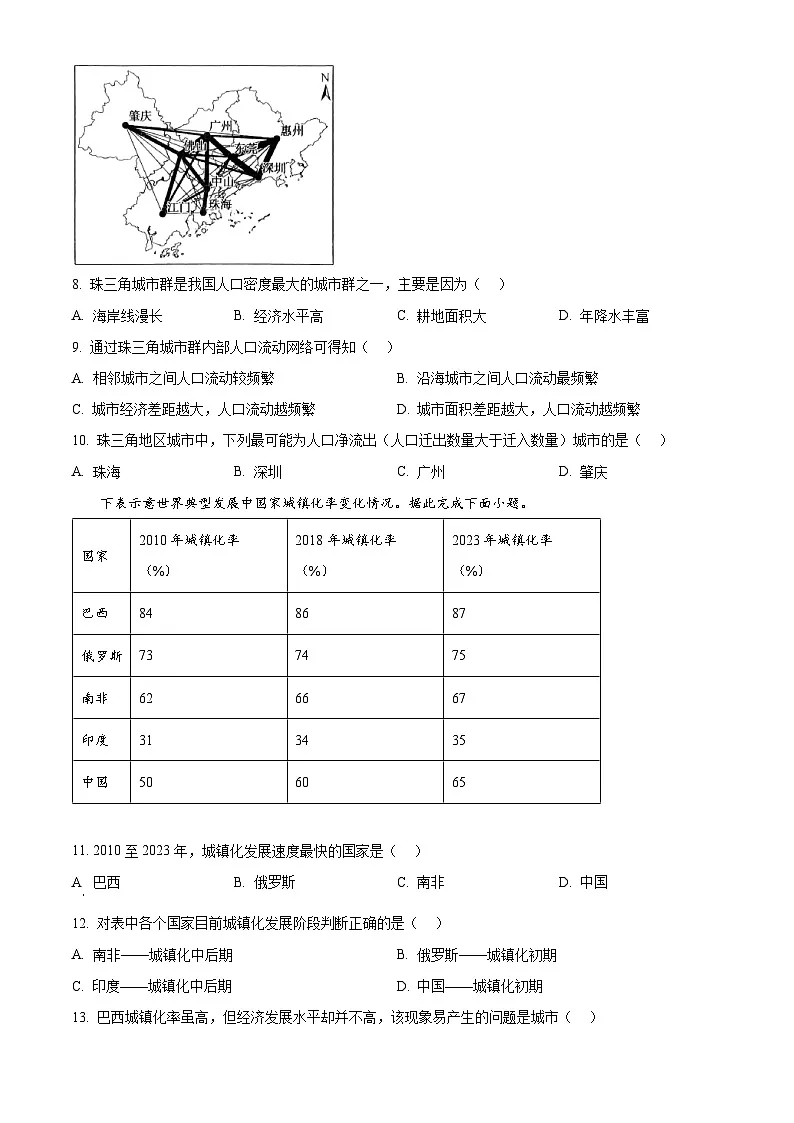 安徽省部分学校2024-2025学年高一下学期3月联考地理试卷(原卷版+解析版)第3页