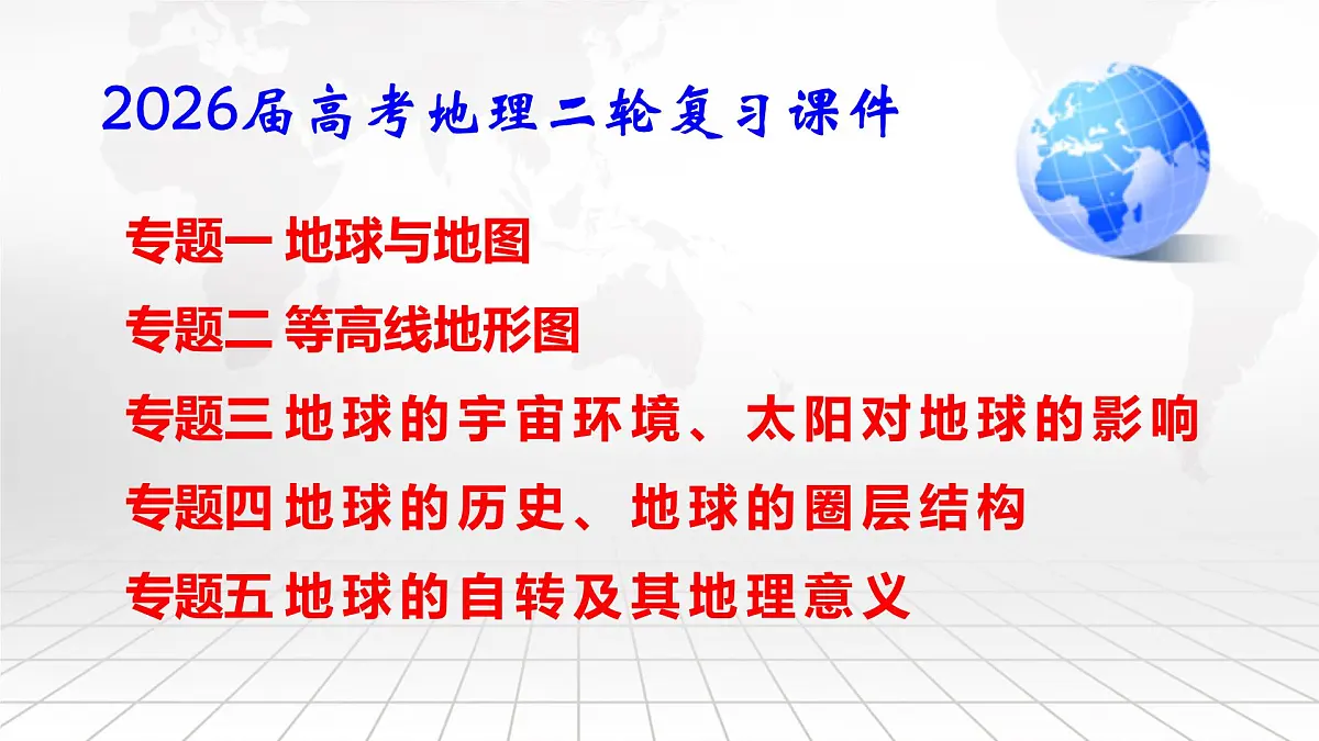 2026届高考地理二轮复习:5个专题复习课件第1页
